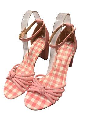 Draper James Elisa Light Pink Open-Toe Wrap Ankle Strap Block Heeled Sandals
